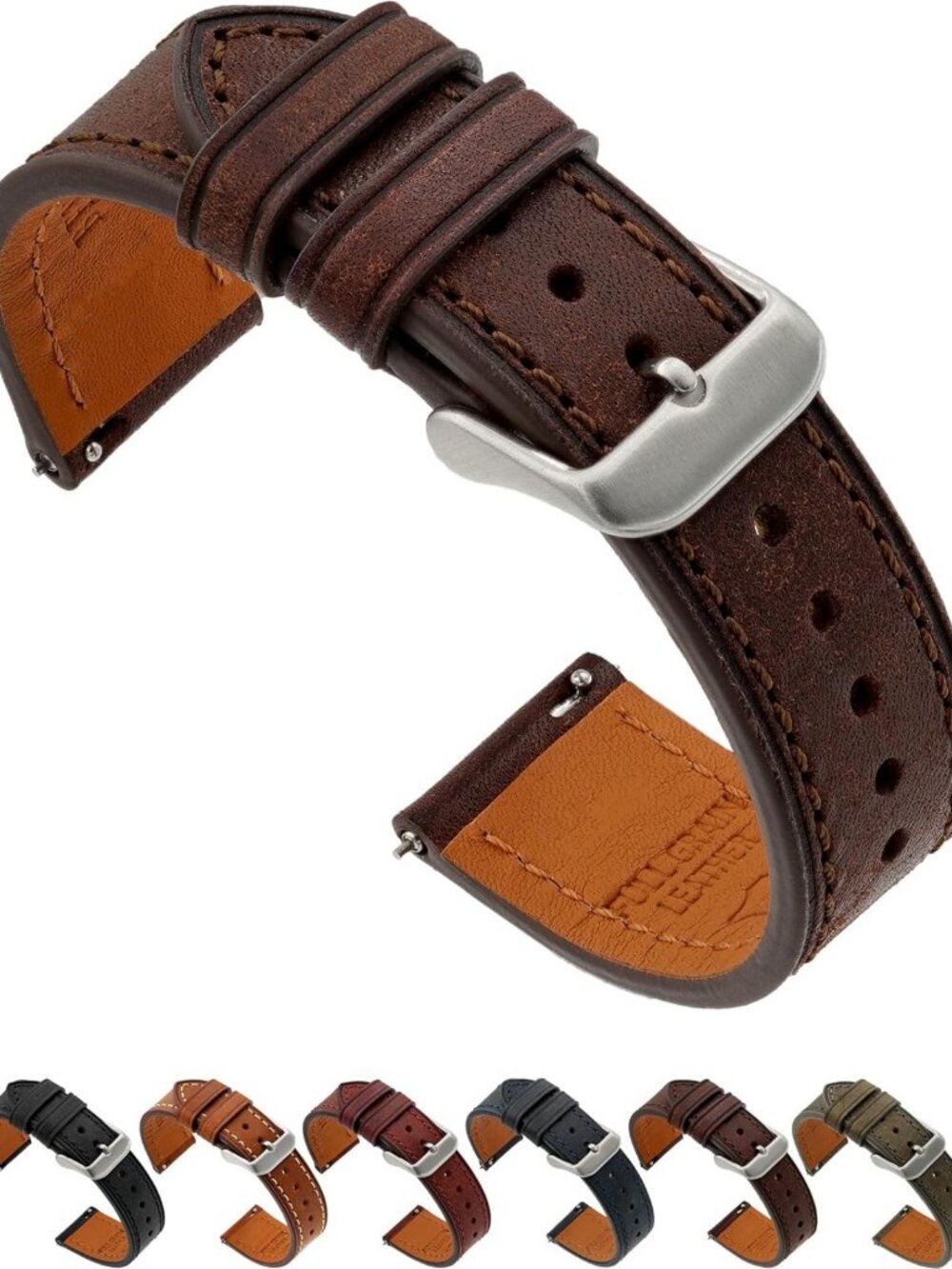 Premium Italian Leather Watch Band - Full Grain Straps for Men & Women, Quick